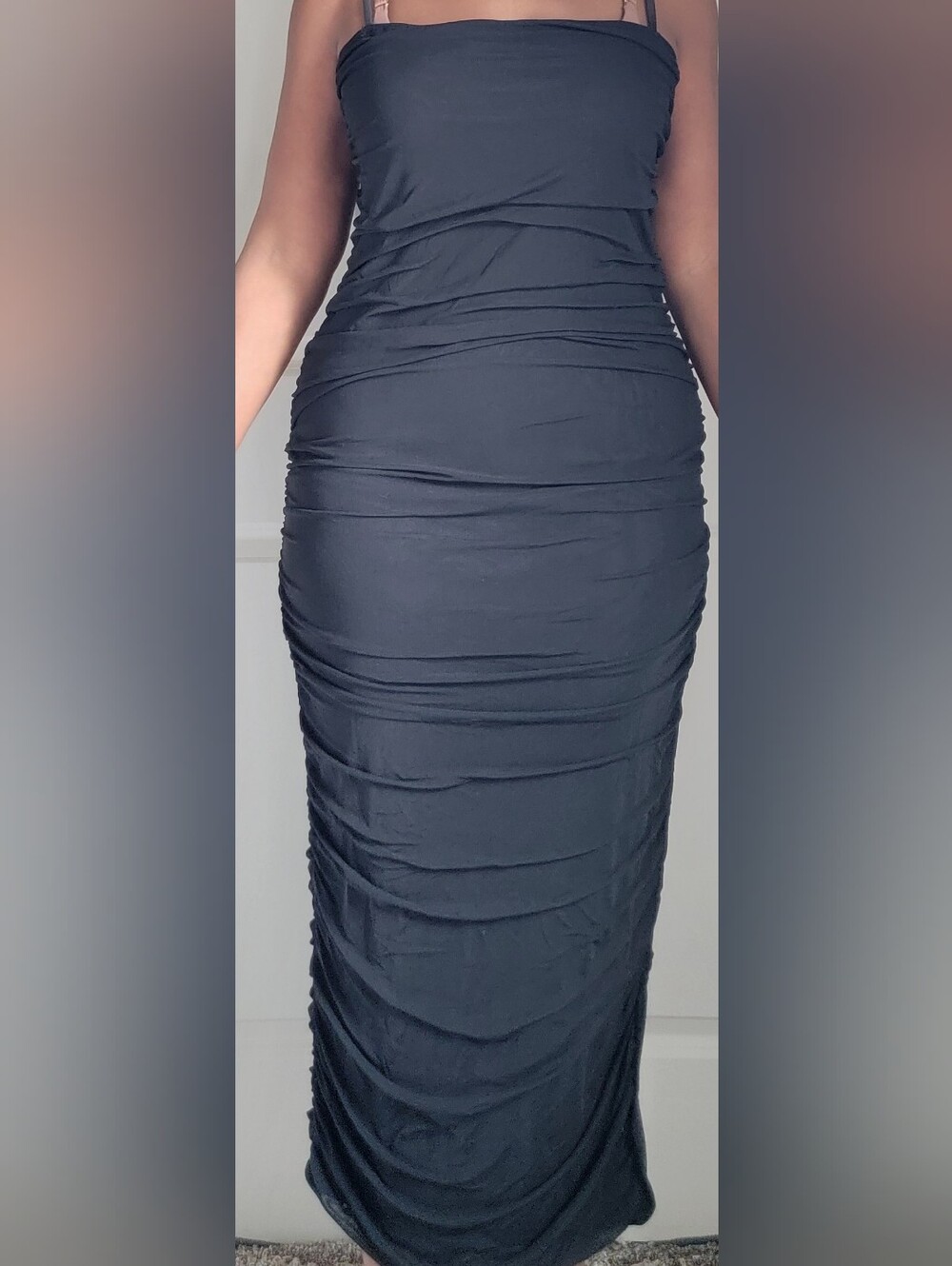 Fashion Nova Black Ruched Strapless Pencil Skirt